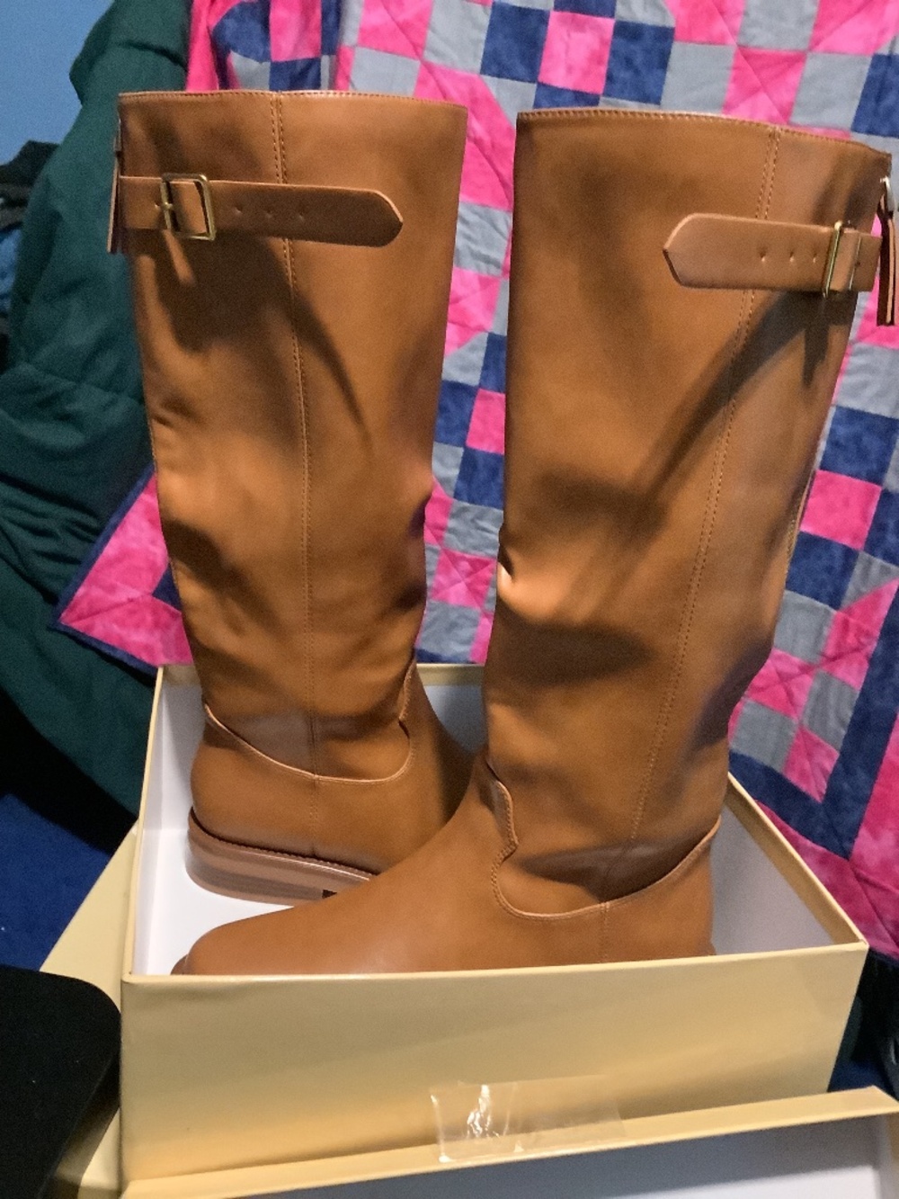 Women’s LUMUTA Brown Knee High Zipper and Buckle Boots Size 8 NWT